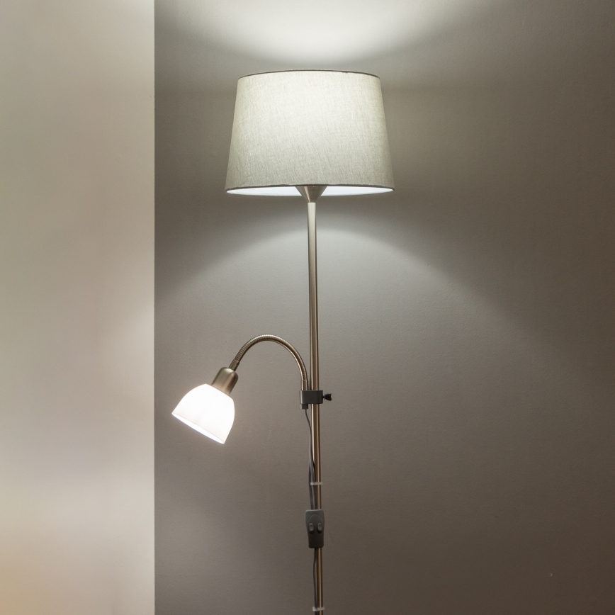 Brilagi - Stojací lampa CERIA 1xE27/100W/230V + 1xE14/25W matný chrom/šedá