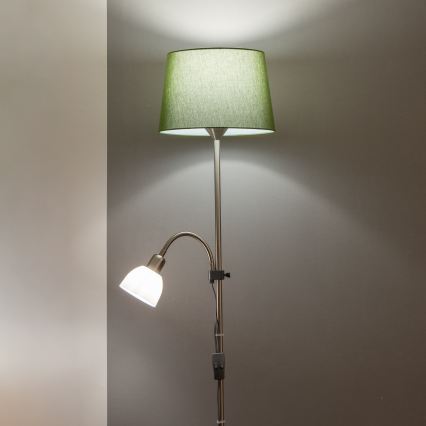 Brilagi - Stojací lampa CERIA 1xE27/100W/230V + 1xE14/25W matný chrom/zelená
