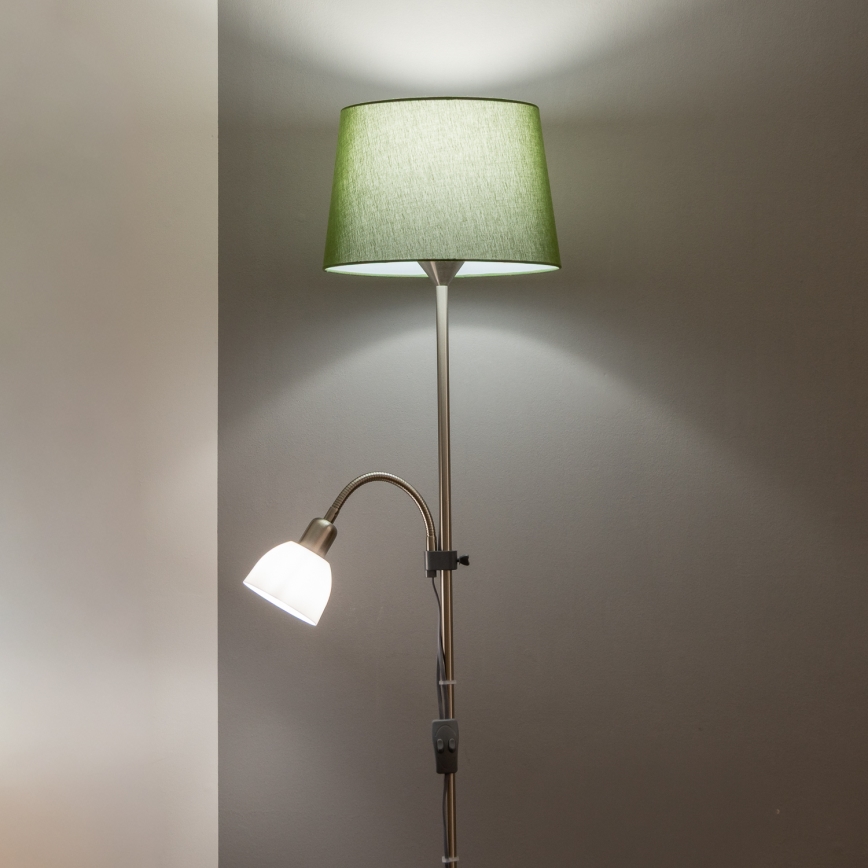 Brilagi - Stojací lampa CERIA 1xE27/100W/230V + 1xE14/25W matný chrom/zelená