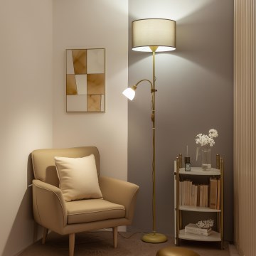 Brilagi - Stojací lampa CERIA 1xE27/100W/230V + 1xE14/25W zlatá/hnědá