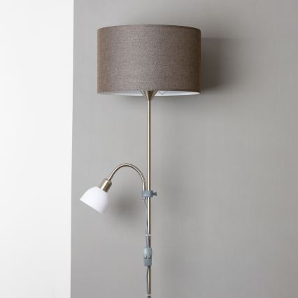 Brilagi - Stojací lampa CERIA 2v1 1xE27/100W/230V + 1xE14/25W matný chrom/hnědá