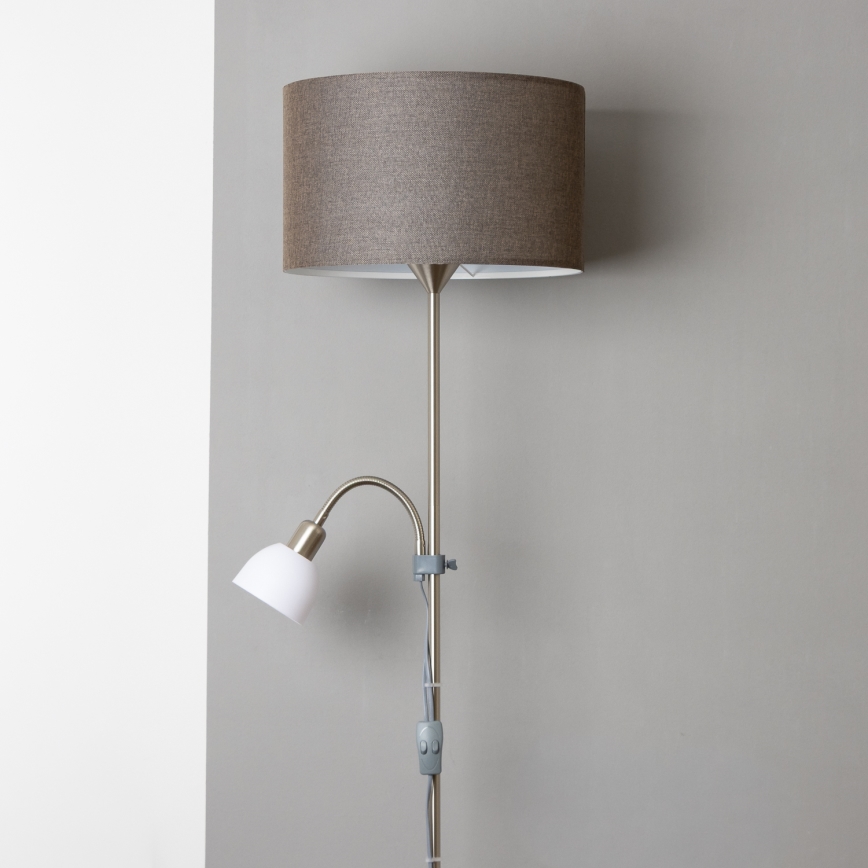 Brilagi - Stojací lampa CERIA 2v1 1xE27/100W/230V + 1xE14/25W matný chrom/hnědá
