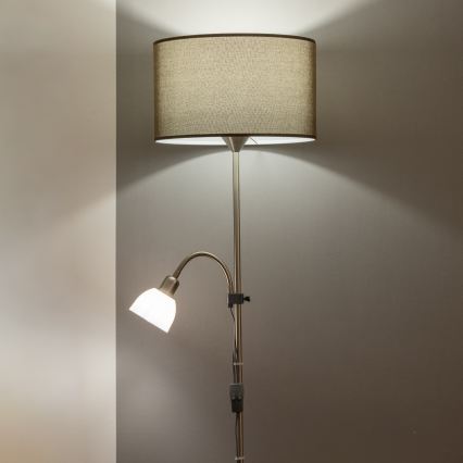 Brilagi - Stojací lampa CERIA 2v1 1xE27/100W/230V + 1xE14/25W matný chrom/hnědá