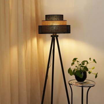 Brilagi - Stojací lampa DAKOTA LUNETA 1xE27/15W/230V černá/ratan