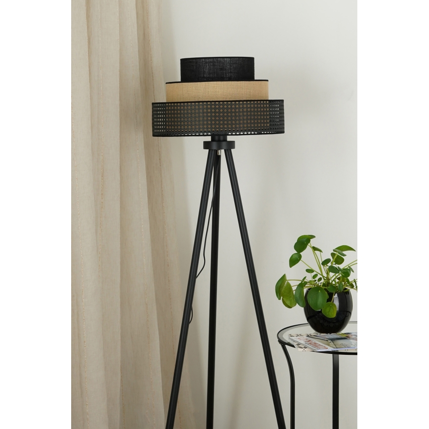 Brilagi - Stojací lampa DAKOTA LUNETA 1xE27/15W/230V černá/ratan
