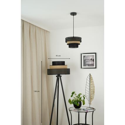 Brilagi - Stojací lampa DAKOTA LUNETA 1xE27/15W/230V černá/ratan