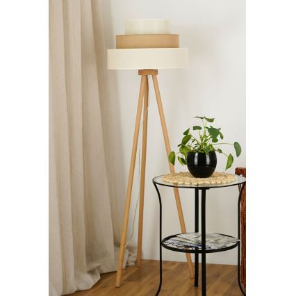 Brilagi - Stojací lampa DENVER LUNETA 1xE27/15W/230V béžová/hnědá/krémová