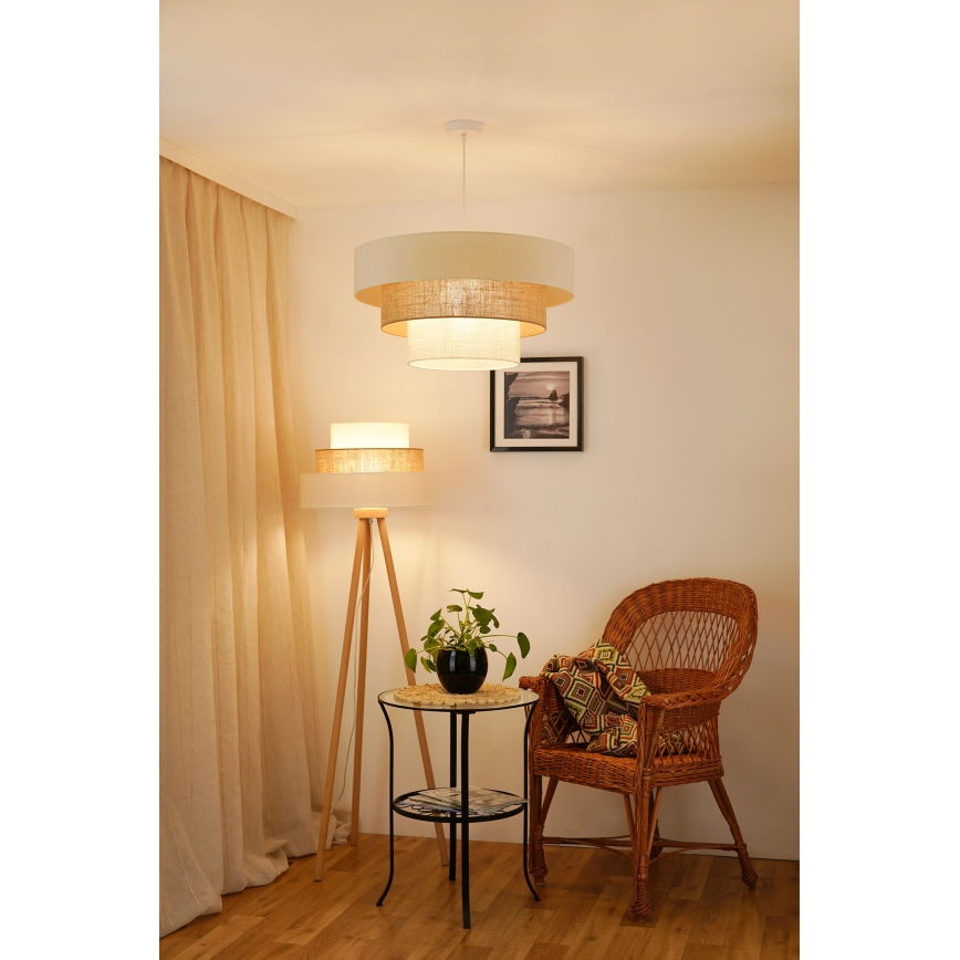 Brilagi - Stojací lampa DENVER LUNETA 1xE27/15W/230V béžová/hnědá/krémová