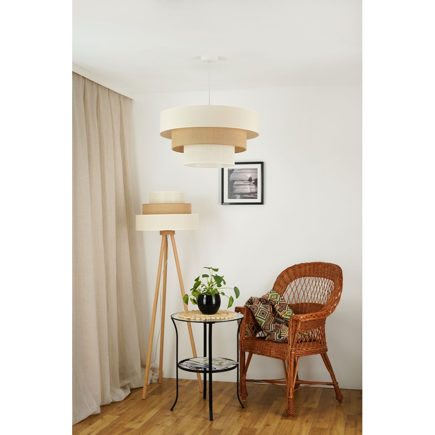 Brilagi - Stojací lampa DENVER LUNETA 1xE27/15W/230V béžová/hnědá/krémová