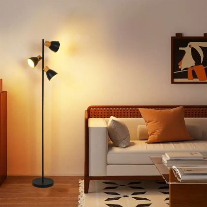 Brilagi - Stojací lampa ODENSE 3xE14/10W/230V dřevo/černá