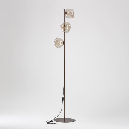 Brilagi - Stojací lampa VULCANO 3xG9/8W/230V bronzová/kouřová béžová