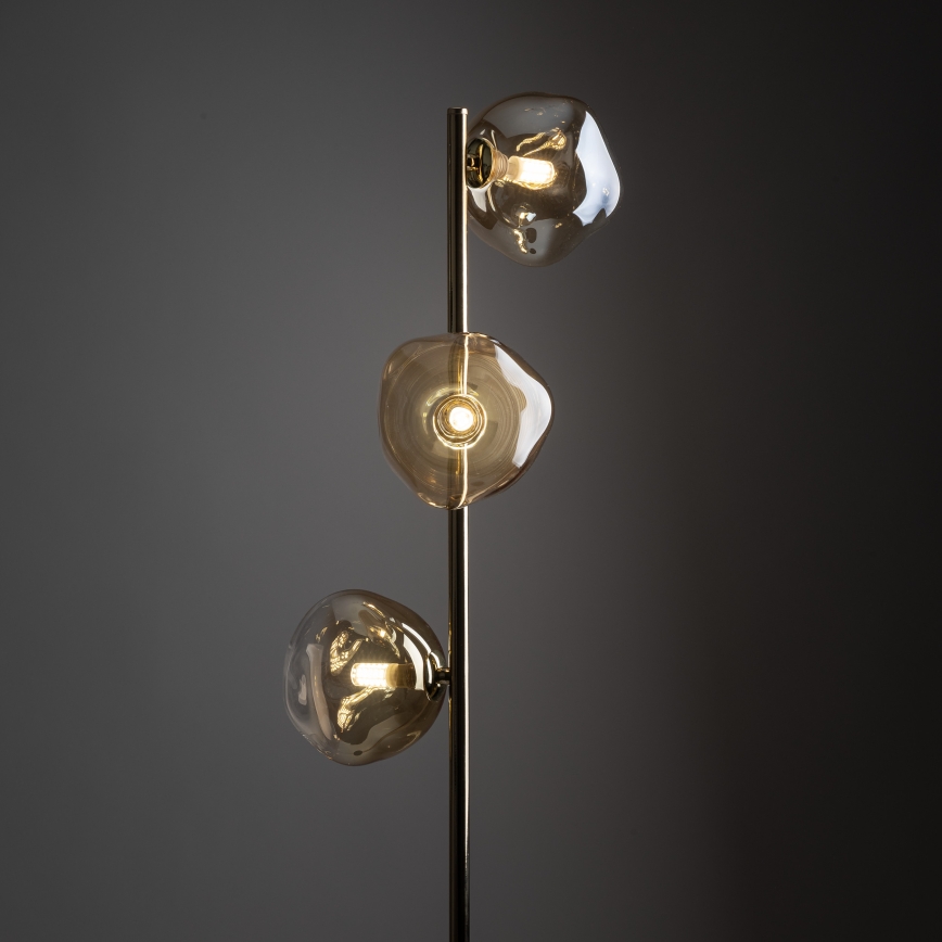 Brilagi - Stojací lampa VULCANO 3xG9/8W/230V zlatá/kouřová béžová