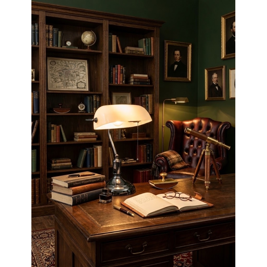 BRILAGI - Stolní lampa BANK OFFICE 1xE27/60W/230V černá/stříbrná/bílá