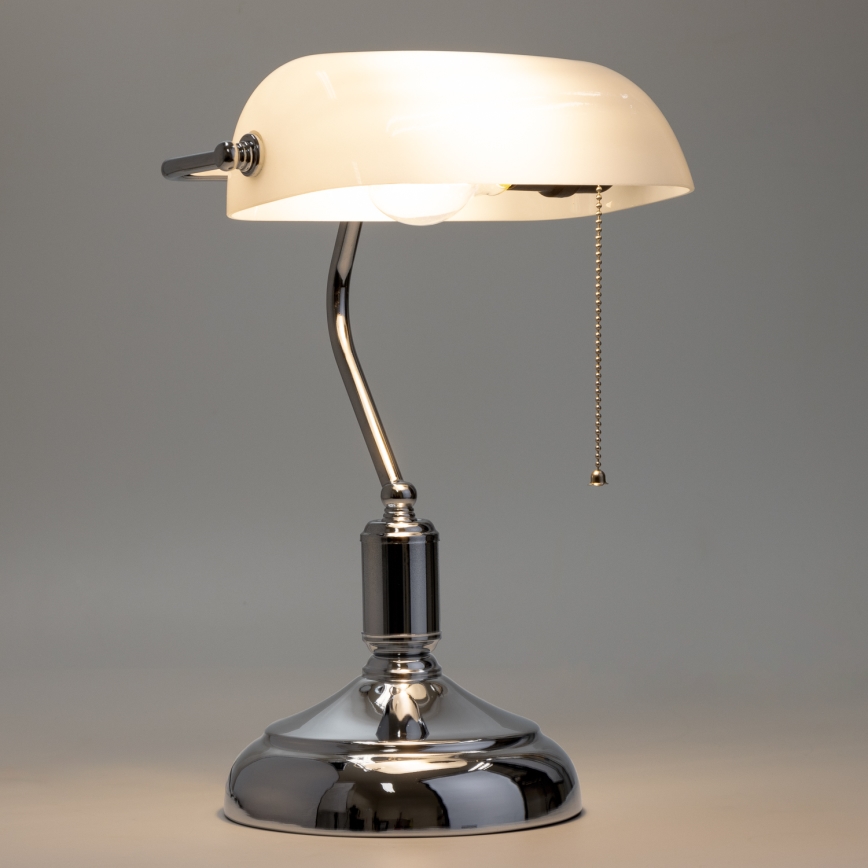 Brilagi - Stolní lampa BANK OFFICE 1xE27/60W/230V lesklý chrom/bílá