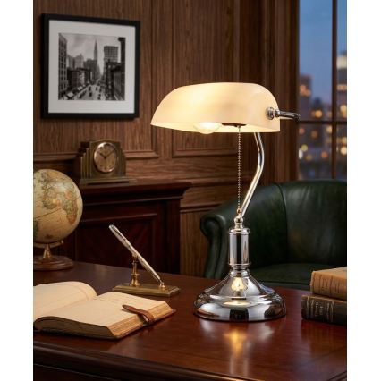 BRILAGI - Stolní lampa BANK OFFICE 1xE27/60W/230V lesklý chrom/bílá