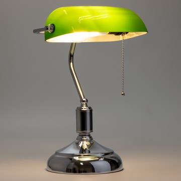 Brilagi - Stolní lampa BANK OFFICE 1xE27/60W/230V lesklý chrom/zelená