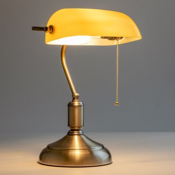 Brilagi - Stolní lampa BANK OFFICE 1xE27/60W/230V mosaz/oranžová