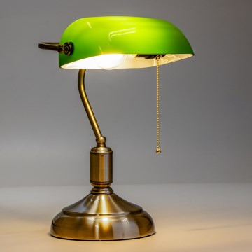 Brilagi - Stolní lampa BANK OFFICE 1xE27/60W/230V mosaz/zelená