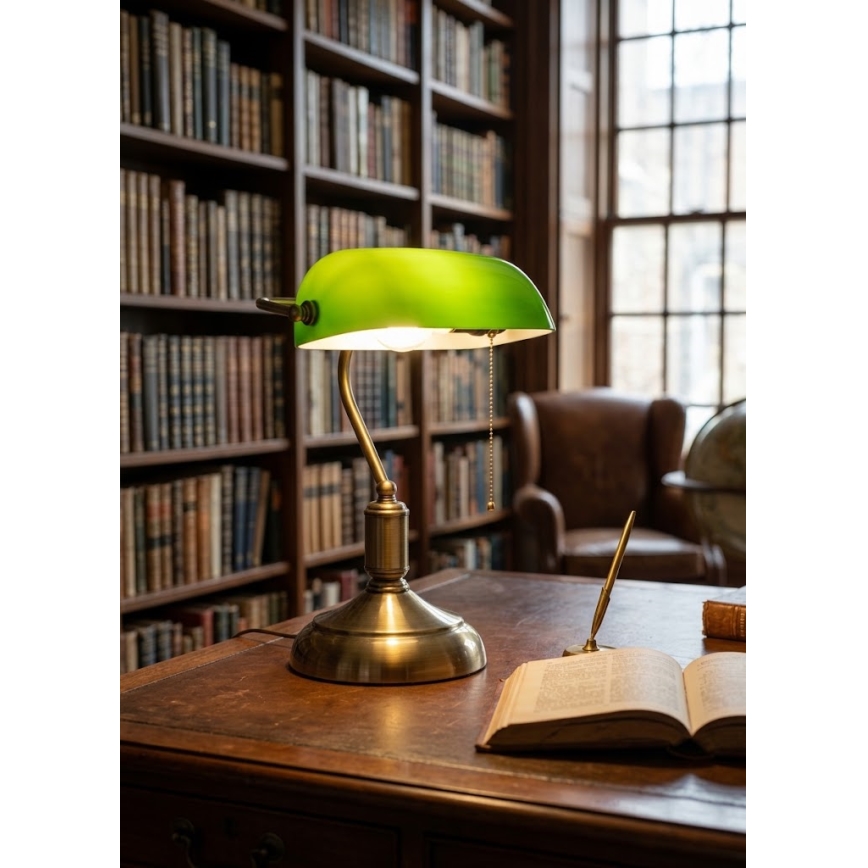 BRILAGI - Stolní lampa BANK OFFICE 1xE27/60W/230V mosaz/zelená