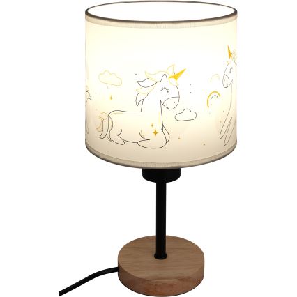 Brilagi - Dětská stolní lampa BOBO WOOD 1xE27/25W/230V dub/černá/bílá/jednorožci