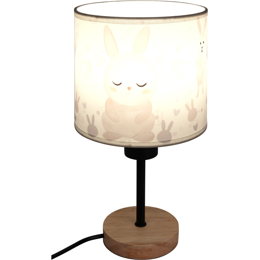 Brilagi - Dětská stolní lampa BOBO WOOD 1xE27/25W/230V dub/černá/bílá/králíčci