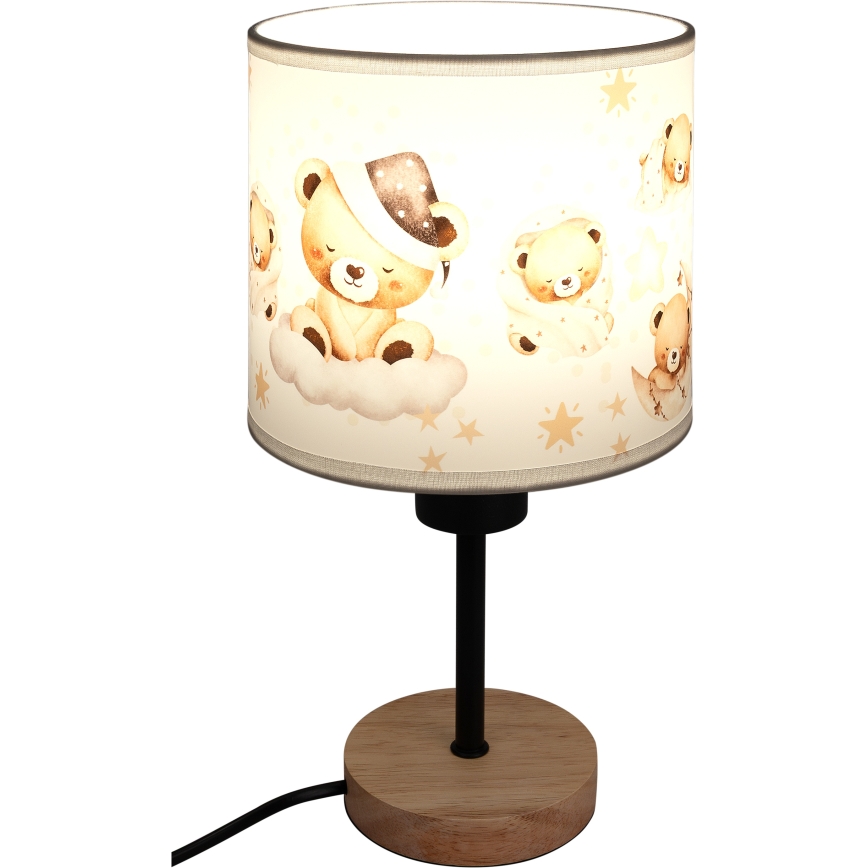 Brilagi - Dětská stolní lampa BOBO WOOD 1xE27/25W/230V dub/černá/bílá/medvídci