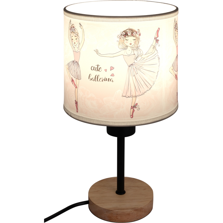 Brilagi - Dětská stolní lampa BOBO WOOD 1xE27/25W/230V dub/černá/bílá/růžová/baletky