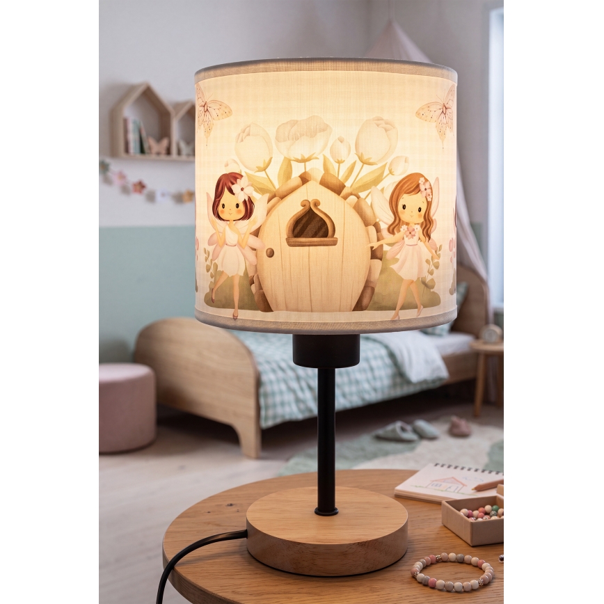 Brilagi - Dětská stolní lampa BOBO WOOD 1xE27/25W/230V dub/černá/bílá/růžová/víly