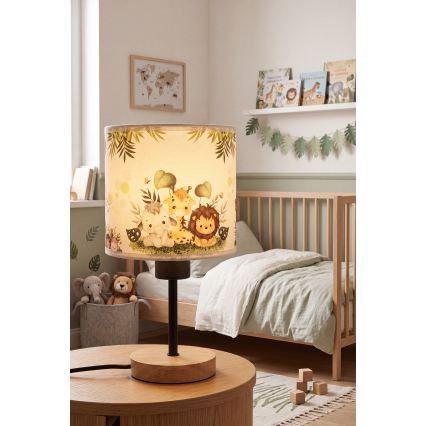 Brilagi - Dětská stolní lampa BOBO WOOD 1xE27/25W/230V dub/černá/bílá/zelená/džungle