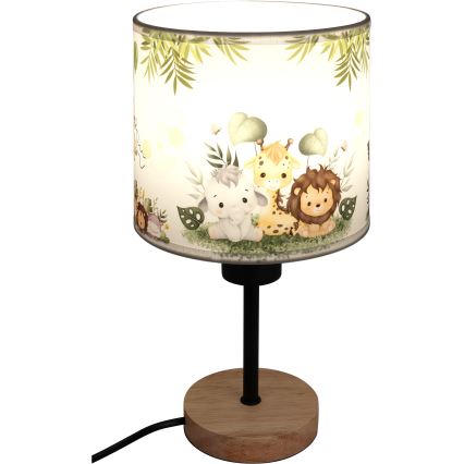 Brilagi - Dětská stolní lampa BOBO WOOD 1xE27/25W/230V dub/černá/bílá/zelená/džungle