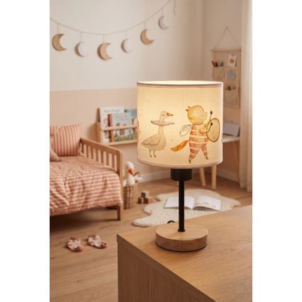 Brilagi - Dětská stolní lampa BOBO WOOD 1xE27/25W/230V dub/černá/bílá/zvířátka