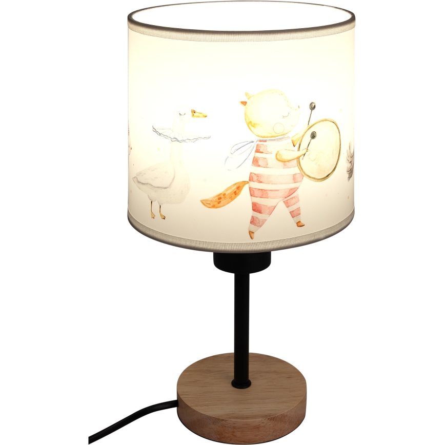 Brilagi - Dětská stolní lampa BOBO WOOD 1xE27/25W/230V dub/černá/bílá/zvířátka
