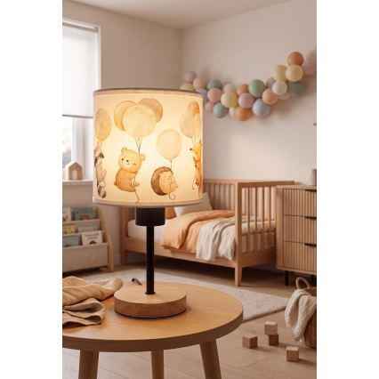 Brilagi - Dětská stolní lampa BOBO WOOD 1xE27/25W/230V dub/černá/bílá/zvířátka