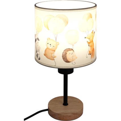 Brilagi - Dětská stolní lampa BOBO WOOD 1xE27/25W/230V dub/černá/bílá/zvířátka