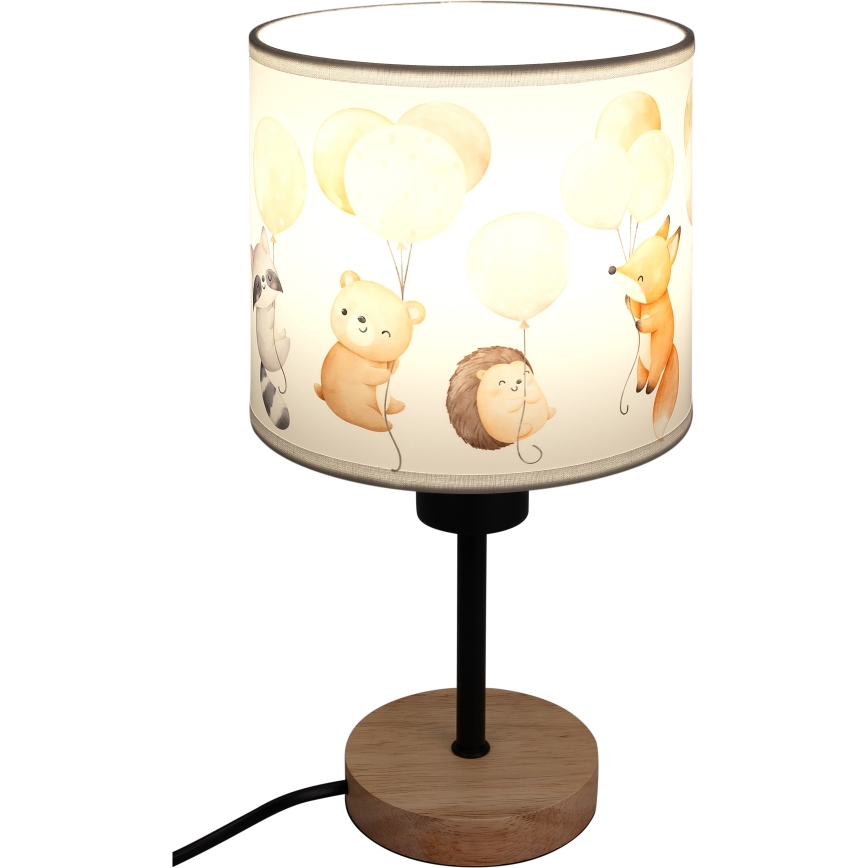 Brilagi - Dětská stolní lampa BOBO WOOD 1xE27/25W/230V dub/černá/bílá/zvířátka