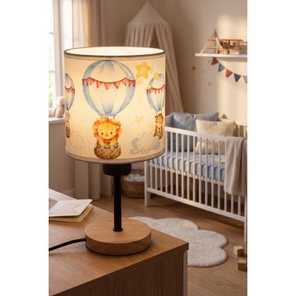 Brilagi - Dětská stolní lampa BOBO WOOD 1xE27/25W/230V dub/černá/bílá/zvířátka