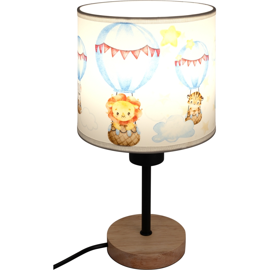 Brilagi - Dětská stolní lampa BOBO WOOD 1xE27/25W/230V dub/černá/bílá/zvířátka