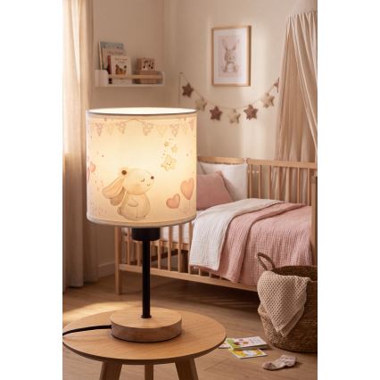 Brilagi - Dětská stolní lampa BOBO WOOD 1xE27/25W/230V dub/černá/krémová/králíčci