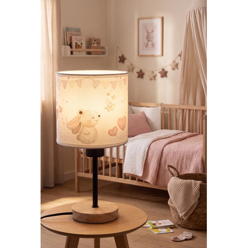 Brilagi - Dětská stolní lampa BOBO WOOD 1xE27/25W/230V dub/černá/krémová/králíčci