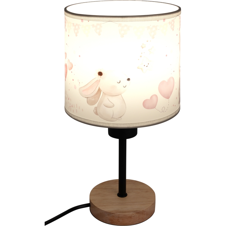 Brilagi - Dětská stolní lampa BOBO WOOD 1xE27/25W/230V dub/černá/krémová/králíčci