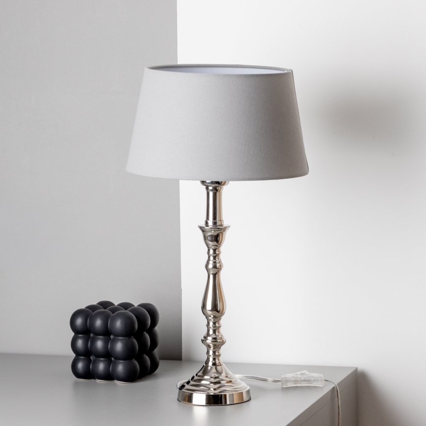Brilagi - Stolní lampa CERIA 1xE27/60W/230V pr. 25 cm lesklý chrom/šedá