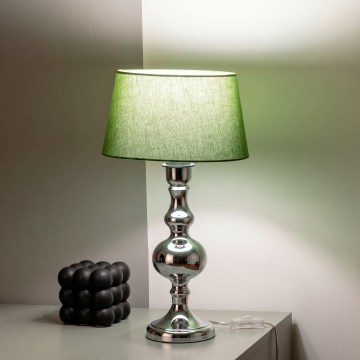 BRILAGI - Stolní lampa CERIA 1xE27/60W/230V pr. 25 cm lesklý chrom/zelená