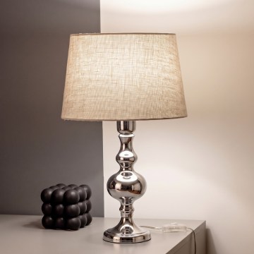 BRILAGI - Stolní lampa CERIA 1xE27/60W/230V pr. 30 cm lesklý chrom/šedá