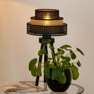 Brilagi - Stolní lampa DAKOTA LUNETA 1xE27/15W/230V černá/ratan