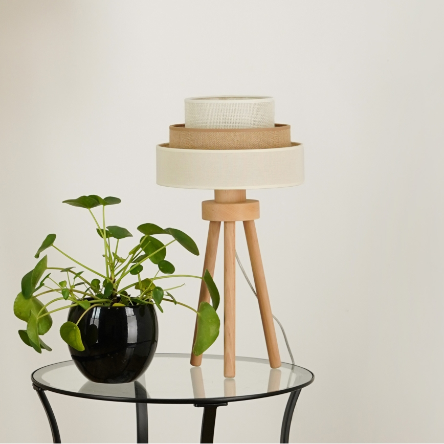 Brilagi - Stolní lampa DENVER LUNETA 1xE27/15W/230V béžová/hnědá/krémová
