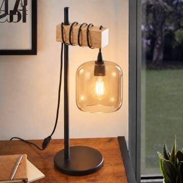 BRILAGI - Stolní lampa NUBILA 1xE27/40W/230V hnědá/černá/kouřová hnědá