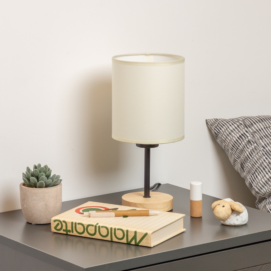 Brilagi - Stolní lampa NUBILA WOOD 1xE27/25W/230V dub/černá/krémová