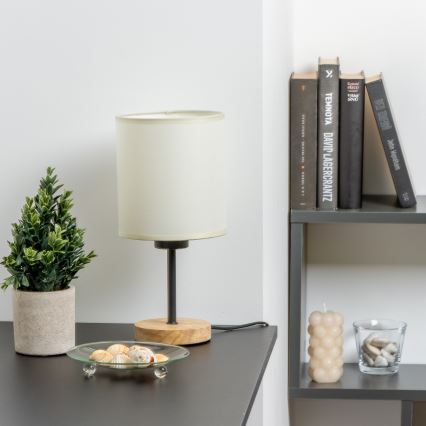 Brilagi - Stolní lampa NUBILA WOOD 1xE27/25W/230V dub/černá/krémová