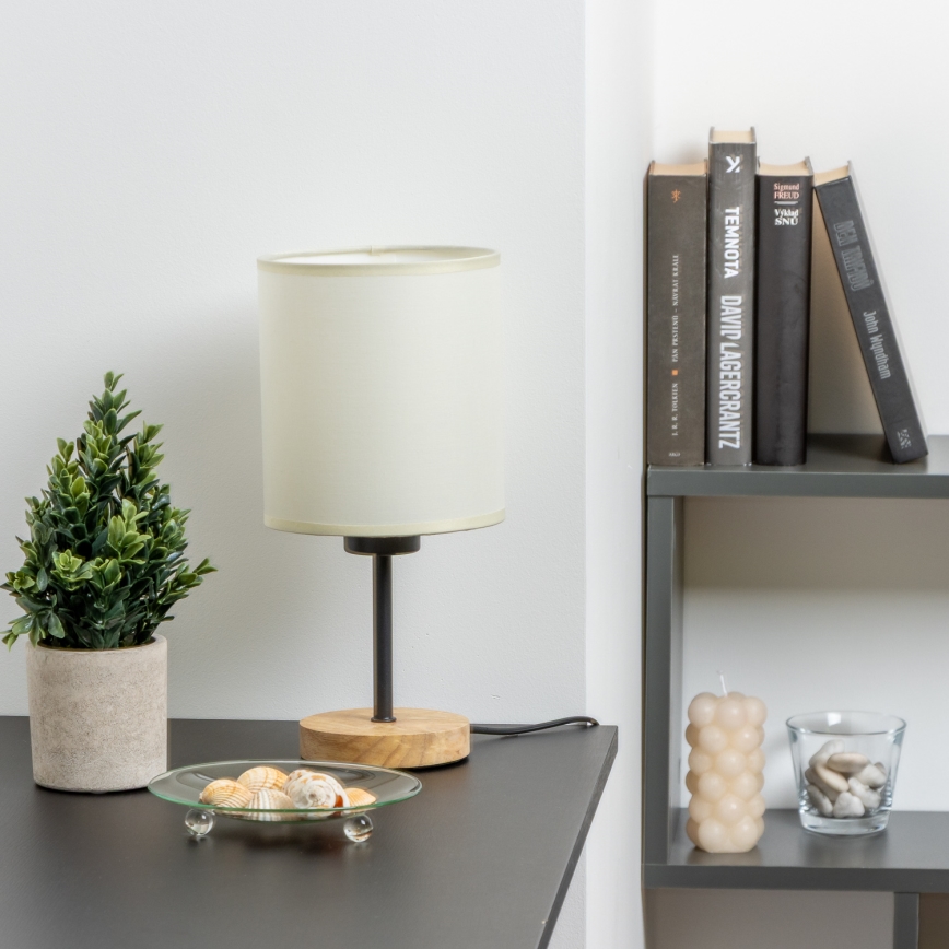 Brilagi - Stolní lampa NUBILA WOOD 1xE27/25W/230V dub/černá/krémová