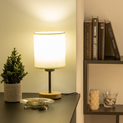 Brilagi - Stolní lampa NUBILA WOOD 1xE27/25W/230V dub/černá/krémová